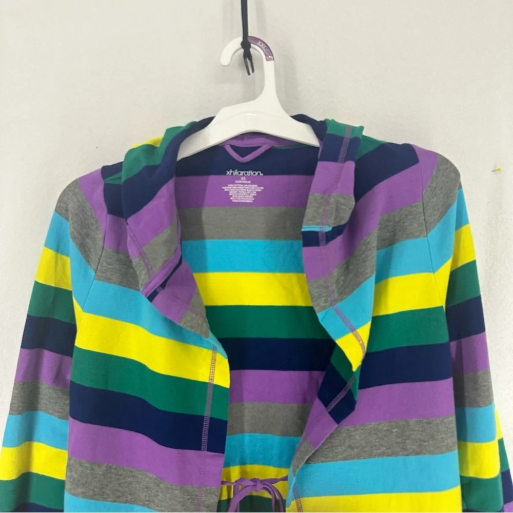Xhilaration Striped Hooded Front Tie‎ Long Sleeve Sleepwear Cover Up Womens XS